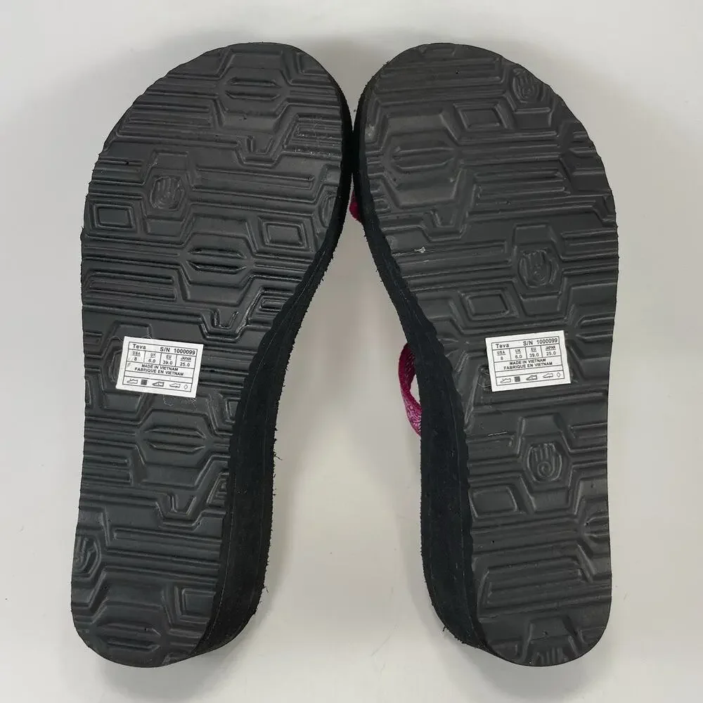 Teva Olowahu Crisscross Strappy Platform Flip Flops Women Size 8 Magenta Pink